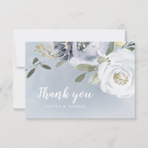 Blühende botanische staubblaue Aquarellblüte Dankeskarte