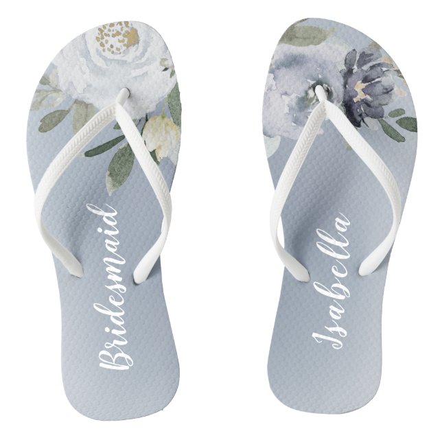 Blühende botanische staubblaue Blumengehilfin Flip Flops (Fußbett)