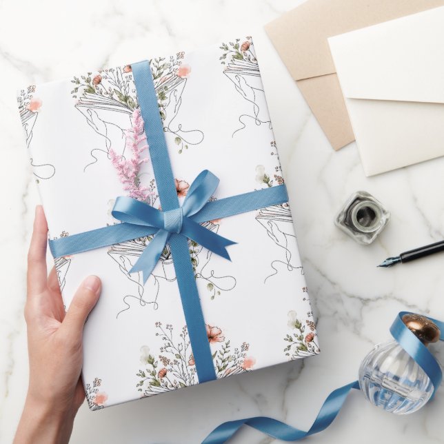 Blühende Buch Botanische Linienkunst Geschenkpapier (Schenken)