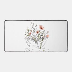 Blühende Buch Botanische Linienkunst Schreibtischunterlage