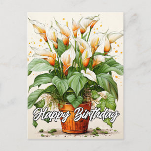 Blühende Calla-Lilien-Blumen Alles Gute zum Geburt Feiertagspostkarte
