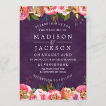 Blühende Chic Color Editable Hochzeitseinladungen