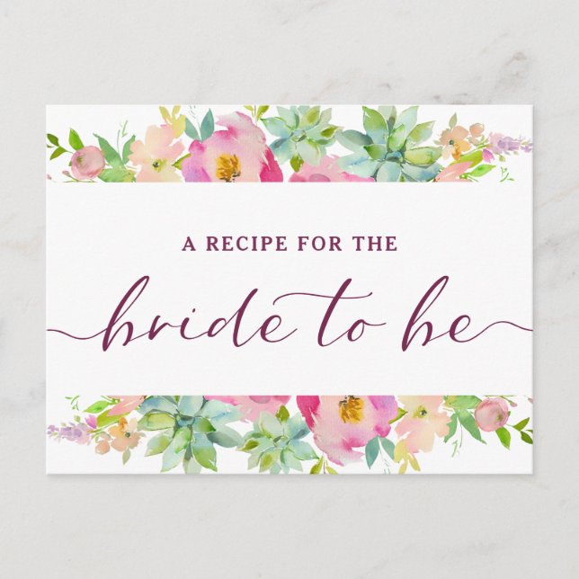 Blühende Chic Mint & Blush Bridge als Rezept Card Ankündigungspostkarte (Vorderseite)