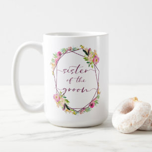 Blühende Chic Mint-Rosa Brautschwester des Bräutig Kaffeetasse