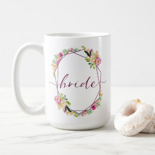 Blühende Chic Mint- und Rosablüten-Braut Kaffeetasse