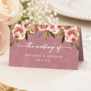 Blühende Chic Wild Rose Pink Hochzeit Platzkarte
