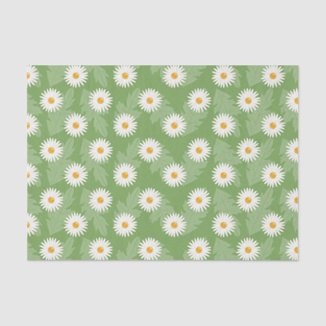 Blühende dunkle Blume Muster auf Grün Seidenpapier (Vorderseite)