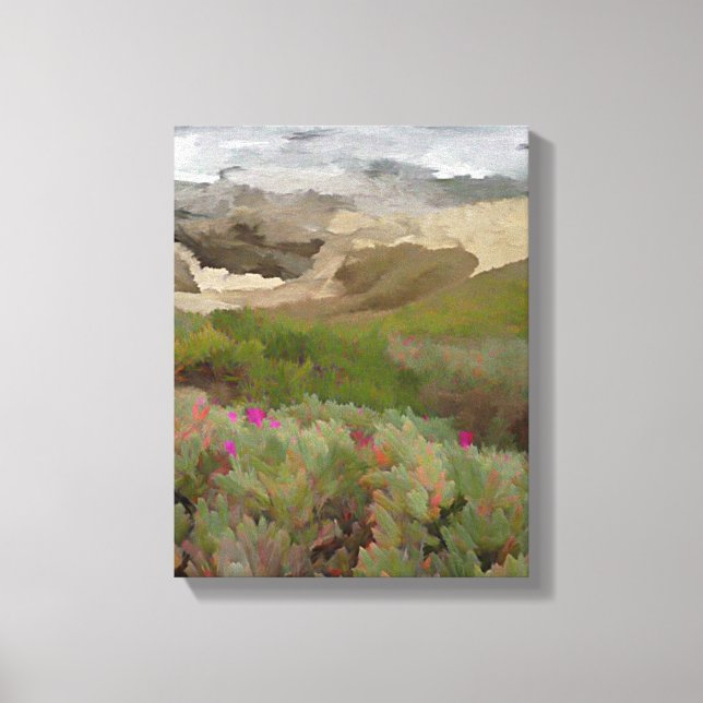 Blühende Eispflanzen durch den Ozean Leinwanddruck (Vorderseite)