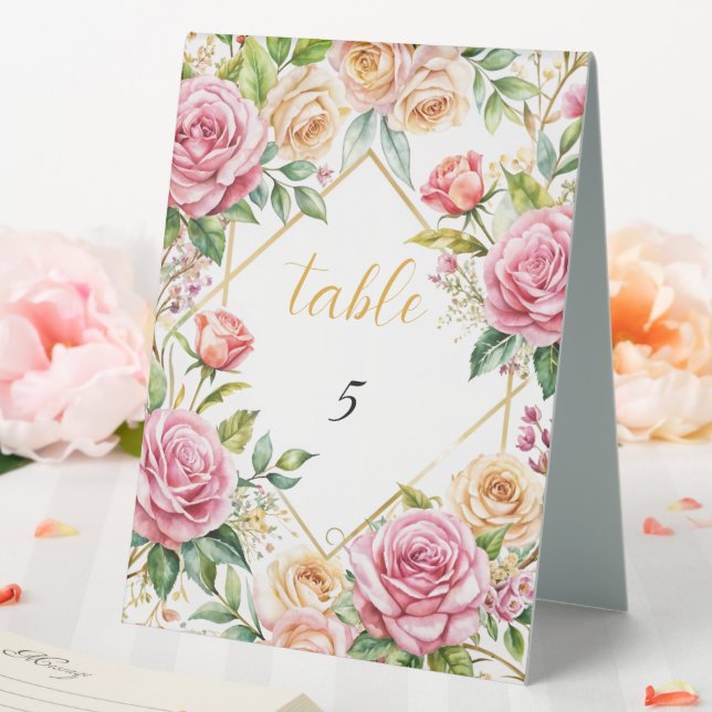 Blühende Elegance Hochzeit Tischnummer Tischaufsteller (In Situ (Hochzeit))