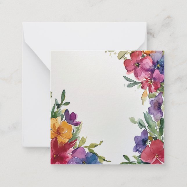 Blühende Farben Blumenrahmen Mitteilungskarte (Vorderseite)