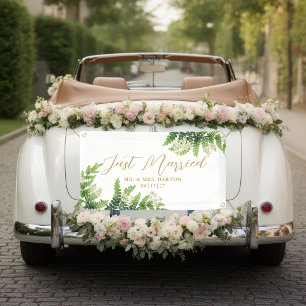 Blühende Farne Just Married Auto Banner