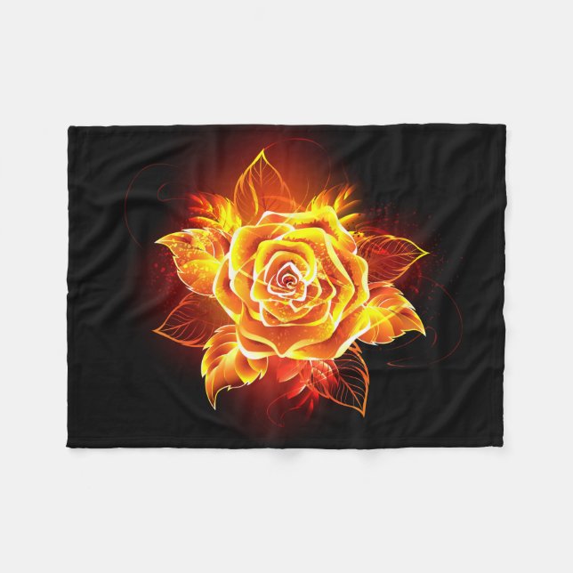 Blühende Feuerrose Fleecedecke (Vorderseite (Horizontal))