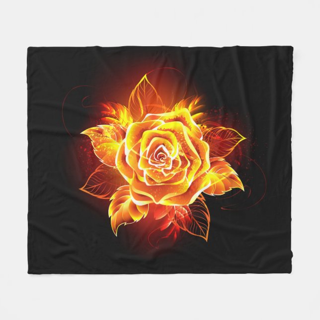 Blühende Feuerrose Fleecedecke (Vorderseite (Horizontal))