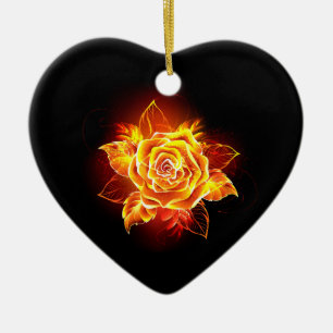 Blühende Feuerrose Keramik Ornament