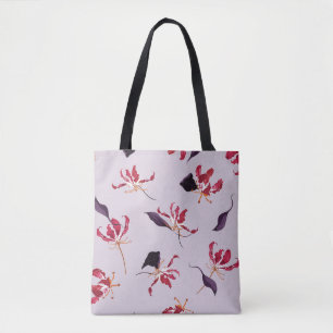 Blühende Flammenlilie: Blumengartenmuster. Tasche