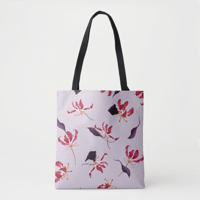 Blühende Flammenlilie: Blumengartenmuster. Tasche (Vorderseite)