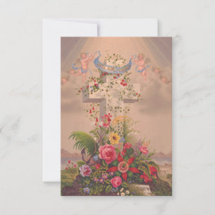 Blühende Florale Kreuz Andachts Heilige Karte