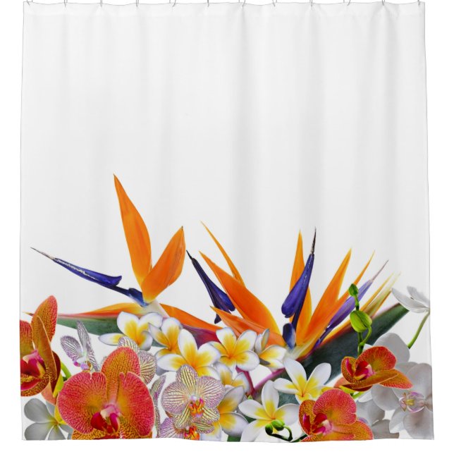 Blühende Freude-Tropische Blumen Duschvorhang (Vorderseite)