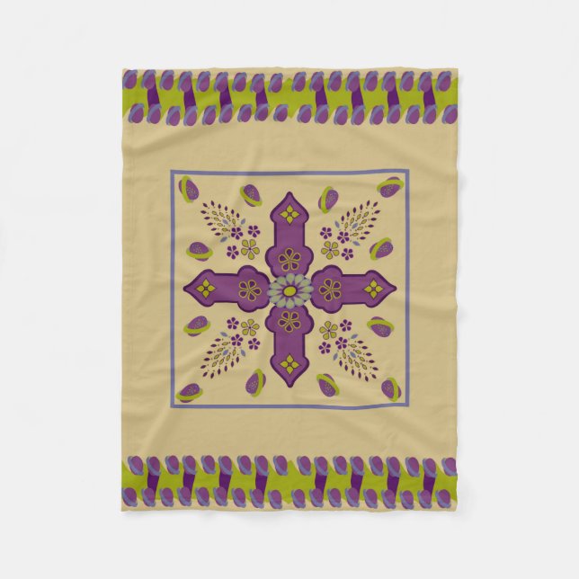 Blühende Frucht des Lebens Eierband werfen Decke (Vorderseite)