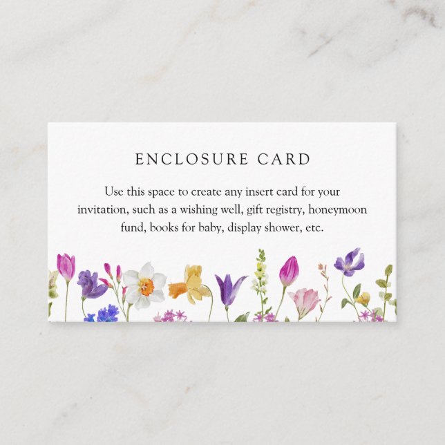 Blühende Frühlingsblumen-Umschließkarte Begleitkarte (Vorderseite)