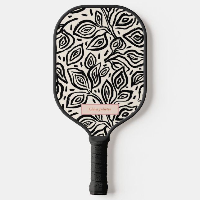 Blühende Frühlingsblüte Mit Monogramm Pickleball Schläger (Rückseite)