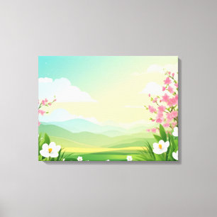 Blühende Frühlingslandschaft mit majestätischen Be Leinwanddruck