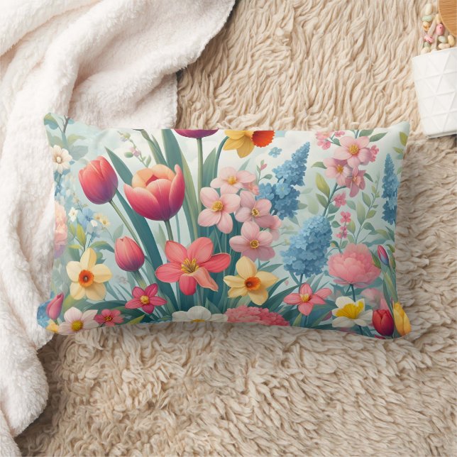Blühende Frühlingspilze Blume Lendenkissen (Decke)