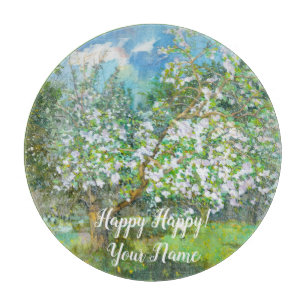 Blühende Gartenmalerei Aquarell Schneidebrett