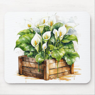 Blühende gepflanzte Calla-Lilien-Blumen Mousepad