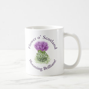 Blühende glänzende schottische Distel Kaffeetasse