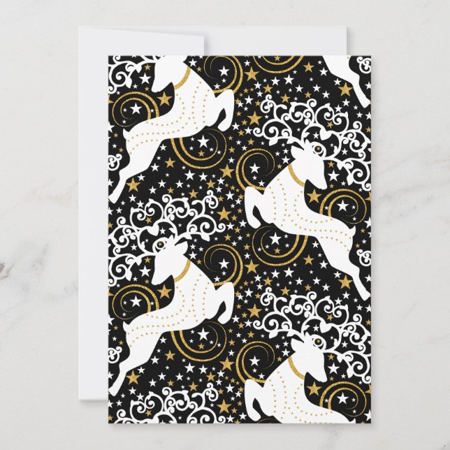 Blühende goldene Weihnachtsblume Hirsche Feiertagskarte (Vorderseite)