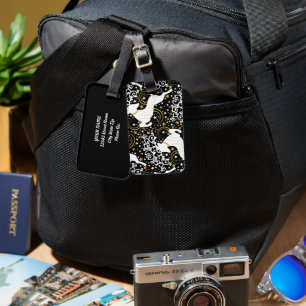 Blühende goldene Weihnachtsblume Hirsche Gepäckanhänger