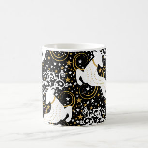 Blühende goldene Weihnachtsblume Hirsche Kaffeetasse