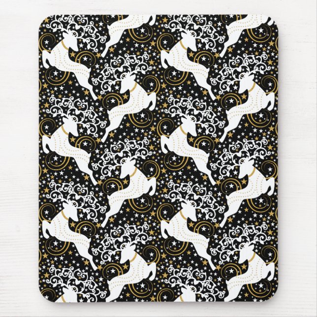 Blühende goldene Weihnachtsblume Hirsche Mousepad (Vorne)