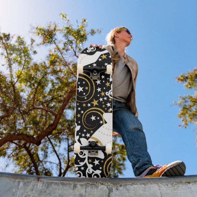 Blühende goldene Weihnachtsblume Hirsche Skateboard (Außenbereich 1)