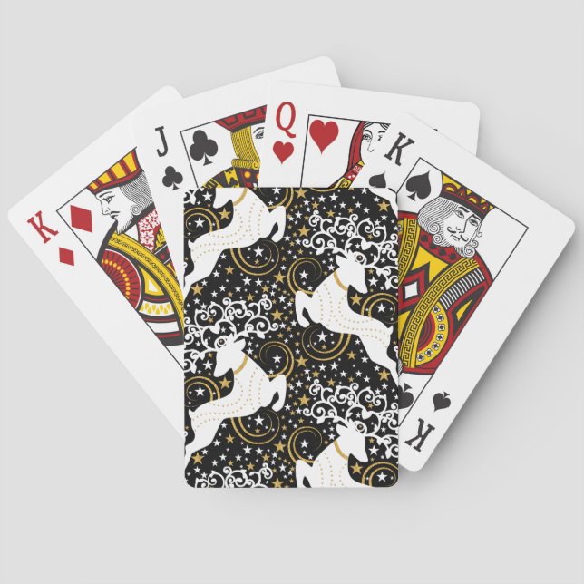 Blühende goldene Weihnachtsblume Hirsche Spielkarten (Rückseite)