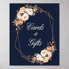 Blühende Hochzeitsnacht Blaue Karten & Geschenkzei Poster
