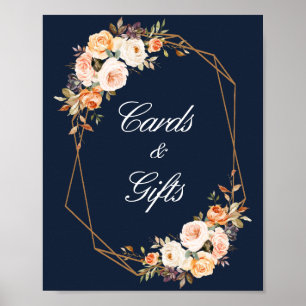 Blühende Hochzeitsnacht Blaue Karten & Geschenkzei Poster