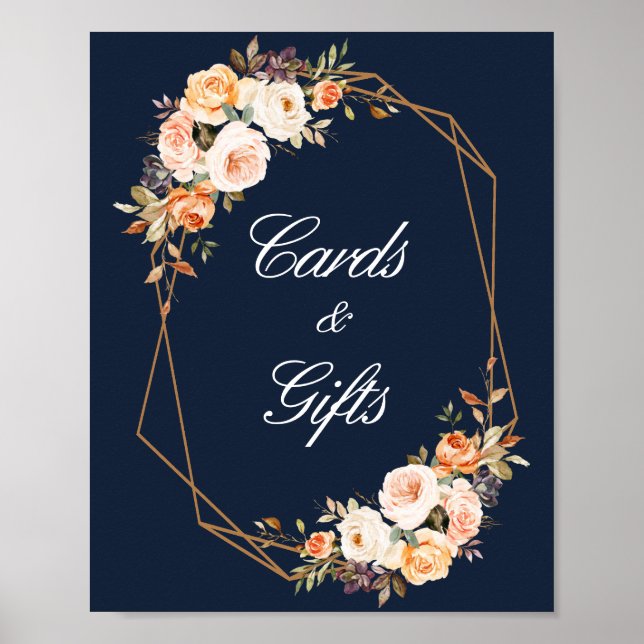Blühende Hochzeitsnacht Blaue Karten & Geschenkzei Poster (Vorne)