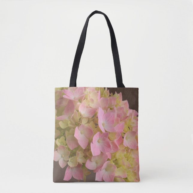 Blühende Hydrangea Floral auf Derby Brown Tasche (Vorderseite)