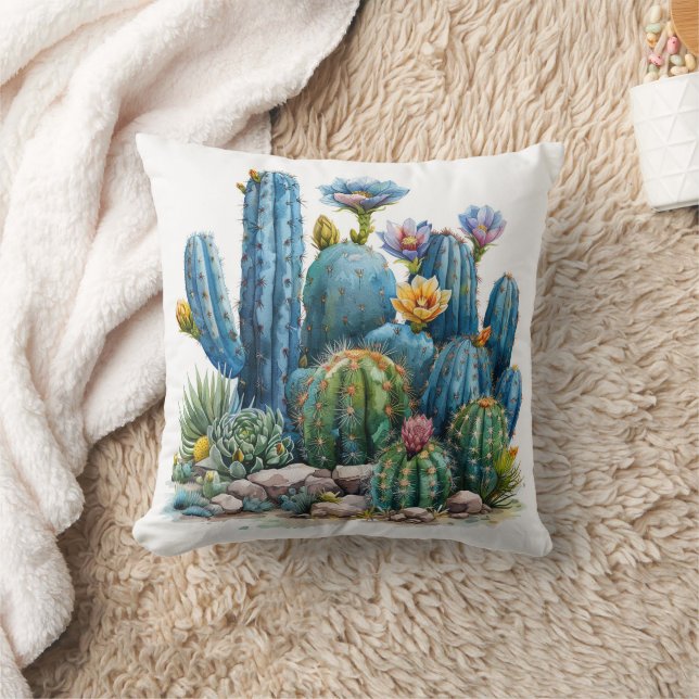 Blühende Kakteen und Sukkulente Kissen (Decke)