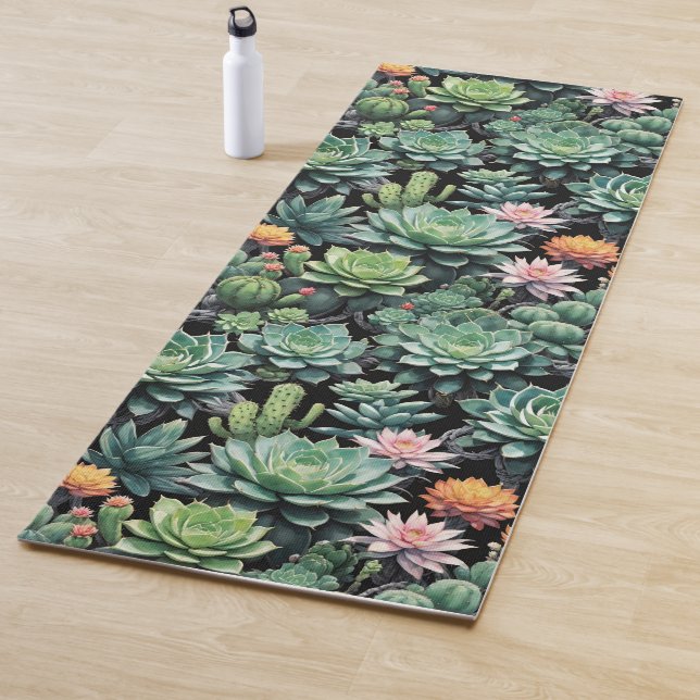 Blühende Kakteen und Sukkulente Yogamatte (Beispiel)