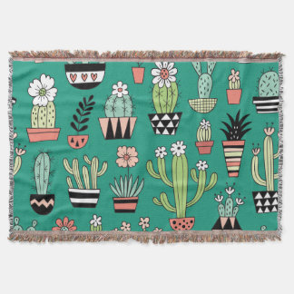 Blühende Kakteen Vintager grüner Hintergrund Decke