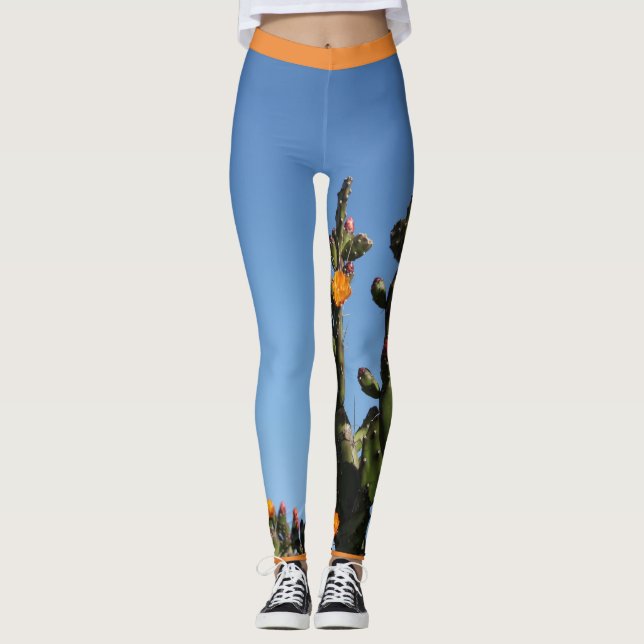 Blühende Kaktus Funky Leggings (Vorderseite)