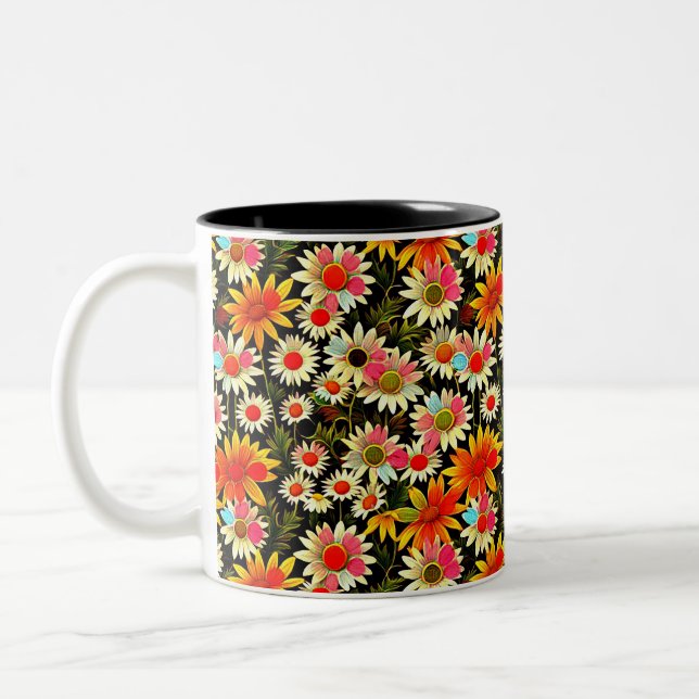 Blühende Kamille - Blumenmuster 3 - Tasse des Kaff (Links)
