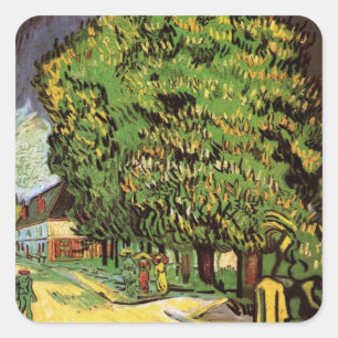 Blühende Kastanienbäume von Vincent van Gogh Quadratischer Aufkleber
