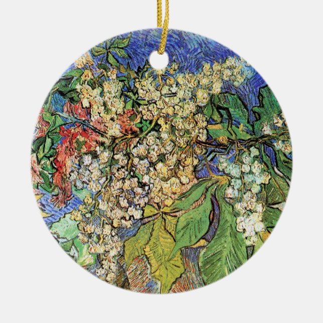 Blühende Kastanienzweige von Vincent van Gogh Keramik Ornament (Vorne)