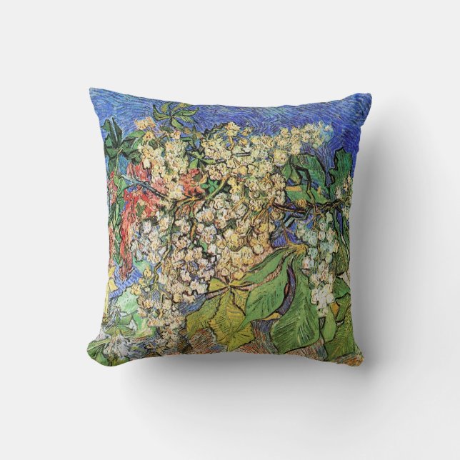 Blühende Kastanienzweige von Vincent van Gogh Kissen (Vorderseite)