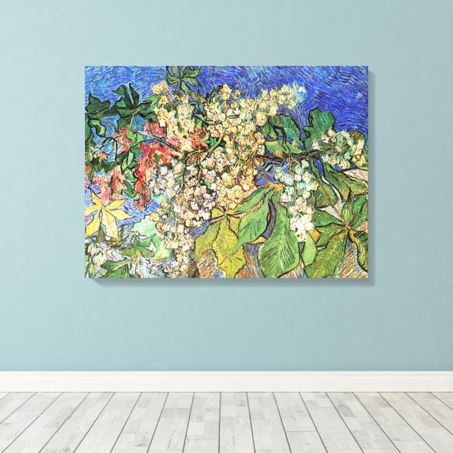 Blühende Kastanienzweige von Vincent van Gogh Leinwanddruck (Insitu (Holzboden))