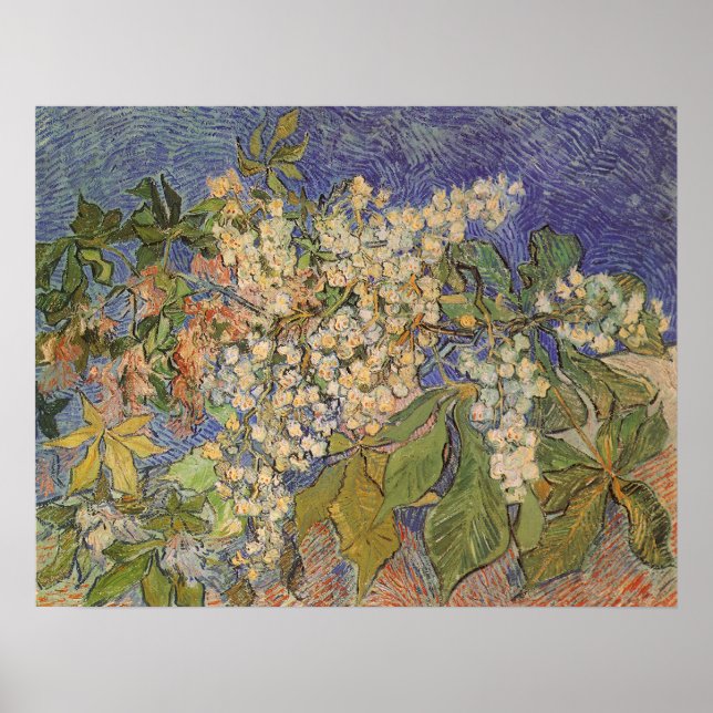 Blühende Kastanienzweige von Vincent van Gogh Poster (Vorne)